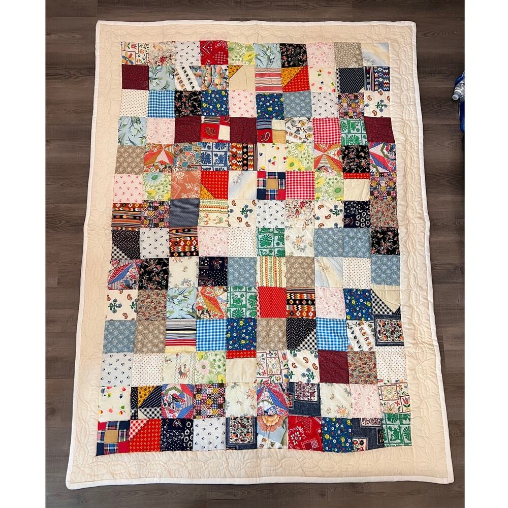 Handmade Patchwork Quilt - Oversize Throw / Queen Throw